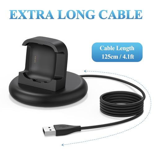 Cargador para Fitbit Versa 2 que repara problemas de conexión con base de cable USB negro de repuesto 3