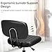 DUMOS Armless Office Desk Chair, Small Height Adjustable Computer Task Chair with Low Back Lumbar Support and 360° Swivel Rolling Wheels for Small Space, Kids and Adults, Dark Black