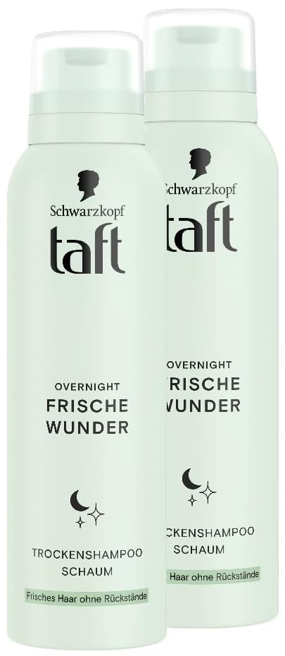 Schwarzkopf Taft Champú seco de espuma Overnight Fresh Wunder (2 x 150 ml), peinado con propiedades nutritivas y refrescantes durante el sueño, adecuado para todo tipo de cabello, fórmula vegana