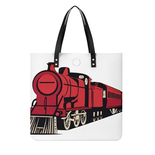 Sac à main shopper train rouge pour femmes grand tote bag de voyage 39x39cm