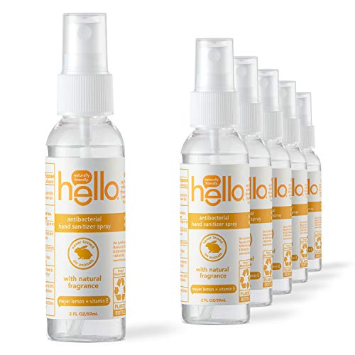 hello Hand Sanitizer With Meyer Lemon + Vitamin E, Natural Fragrance, Plant-derived Alcohol, 2 Oz, 6 Count