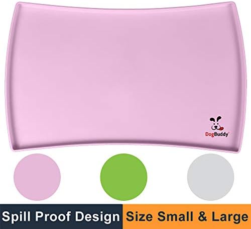 DogBuddy New Dog Food Mat, Small (19x12) or Large (24x16), Non Slip Dog Food Tray, FDA Silicone Dog Placemat, Washable Pet Food Mat, Waterproof Pet Dog Feeding Mat, Dog Food Mats for Floors, Lavender