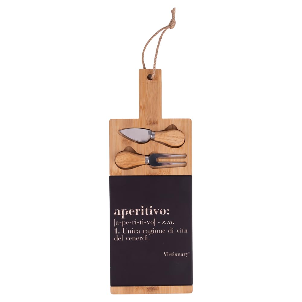 SET 5 VICTIONARY APERITIVO TAGLIERE BAMBOO CON 2 COLTELL