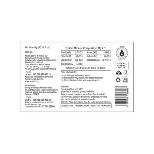 Image of Kelzai Volcanic Natural Mineral Still Water | Naturally Filtered and Rich in Minerals - 300 ml (Glass Bottle - Pack of 18)