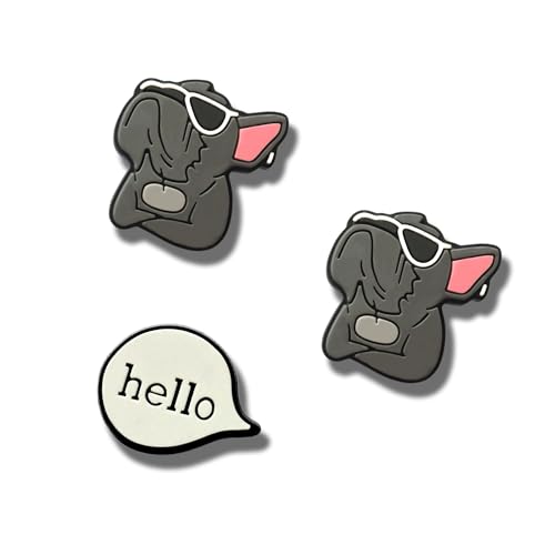 TCHARIRY French Bulldog Shoe Charms - Cute Black French Bulldog, Frenchie Dog Decoration Charms Gift for Boys Kids Teens and Adults - Set of 3