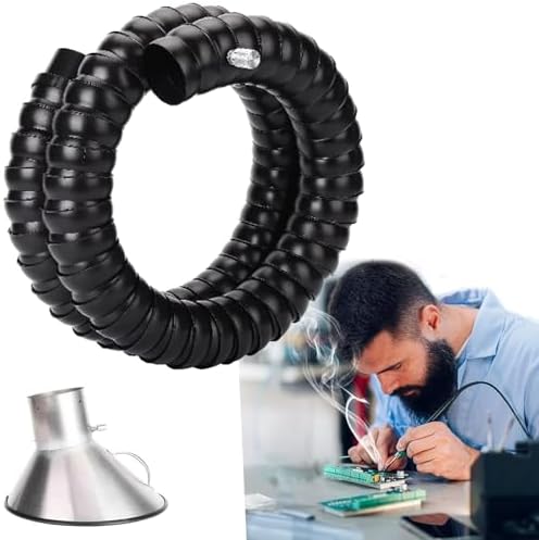 Customizable Flexible Welding Smoke Extraction Pipe with Stainless Steel Hood - 0.8m/2.6ft, 68mm/2.7inch Fume Extractor for Assembly Line Safety and Efficiency