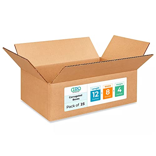 Medium Moving &amp; Shipping Boxes 12"L x 8"W x 4"H (25-Pack) - Extra Strength 200 lb vs Regular - Corrugated Heavy Duty Packing Boxes - Strong Corrugated Box - Cardboard Packing Box by IDL Packaging