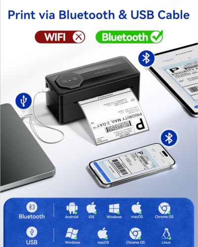 Image of TATTMUSE Bluetooth Thermal Shipping Label Wireless 4x6 Label Printer