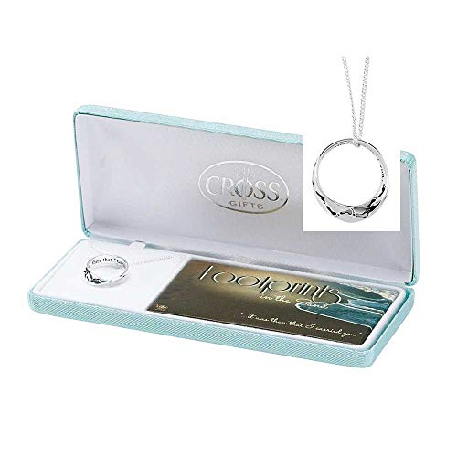 Cherishables Footprints in The Sand Engraved Mobius Circle Silver Plated 18 inch Pendant Necklace - Image 5