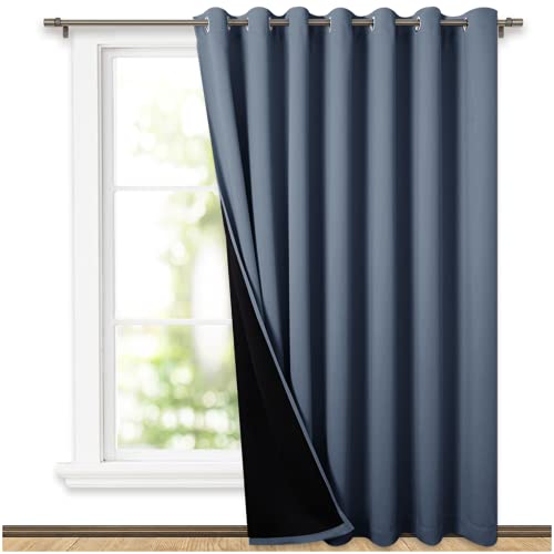 NICETOWN Vertical Blind for Window, Total Shade Patio Door Curtain, Heavy-Duty Full Light Shading Sliding Door Drape Room Divider Curtain (Stone Blue,