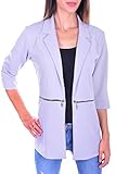 30° Maschinenwäsche 4tuality® Damen Blazer mit Zipper und Dreiviertelarm Gr. XXL 44 / XXXL 46 Hellgrau