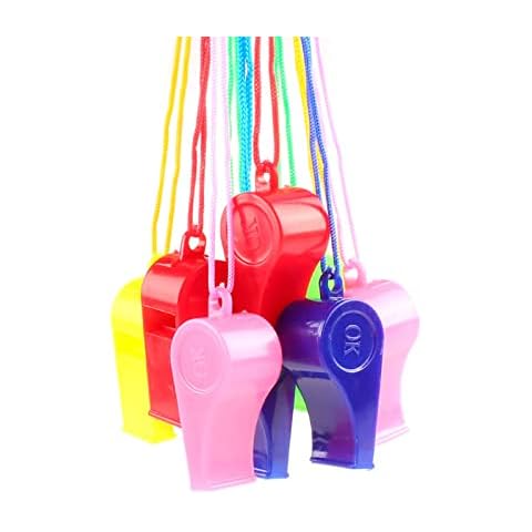 YUEMING 5 Packs Whistle, Plastic Sports Whistles with Lanyard, Loud Crisp Sound Whistle Ideal for Coaches Referees Officials Sports Lifeguards Survival Emergency Training (Random Color) Cover
