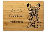 Bambus Schneidebrett Frühstücksbrettchen 15x20cm personalisiert - Französische Bulldogge 01
