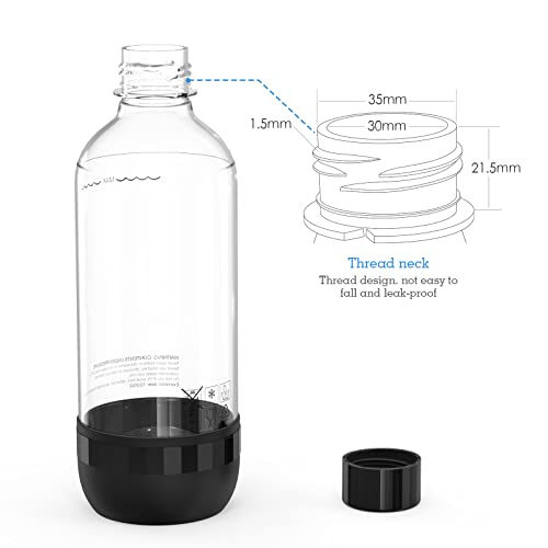 Thorder 1L Sparkling Water Maker Bottles, Bpa-Free, Reusable Pet Soda Maker Bottles For Soda Machine (Black+White) Pack Of 2 #TOP5