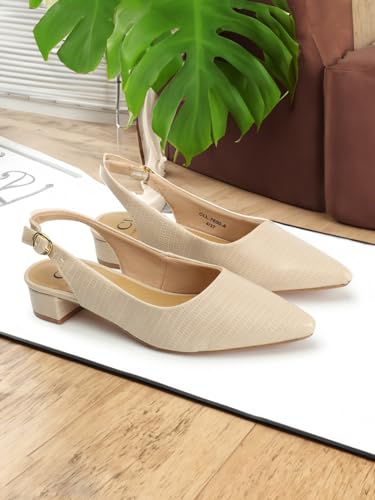 Image of Carlton London Women's Textured Pointed Toe Block Heel Pumps