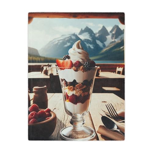 Cozy Blanket Inspired by Parfait Glass with Colorful Fruit and