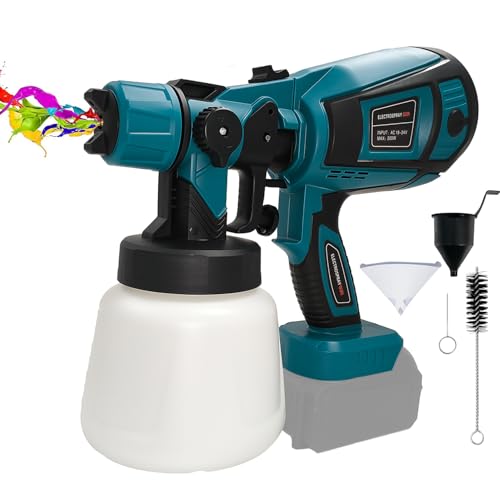 L1NXIXI Akku Farbsprühsystem Kabellose Farbsprühpistole mit 32000RPM Motor 3 Düsen & 3 Sprühmustern 1000mL Tank kompatibel mit Makita 18V Akku (ohne Akku) - Ideal für Wandfarbe Möbel Zäune