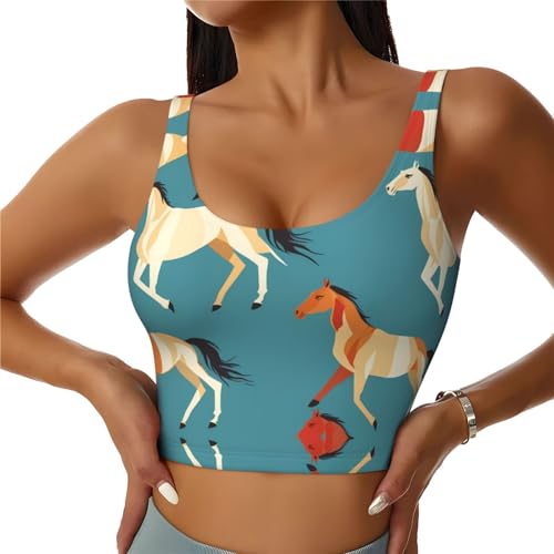 Chaleco deportivo de mujer con diseño exclusivo de caballos para fitness y yoga casual