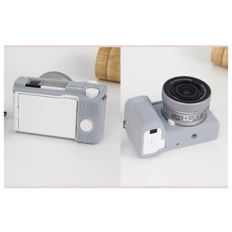 Etui na aparat szary miękki silikon antypoślizgowa tekstura pancerz skórka osłona korpusu ochraniacz do aparatu bezlusterkowego Sony Alpha ZV-E10 II