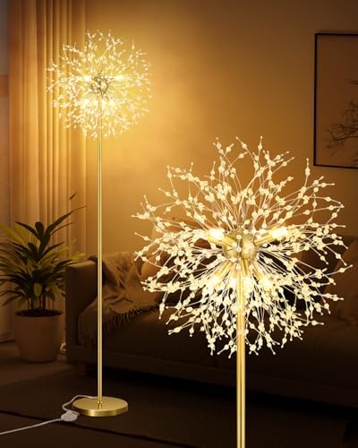 Crystal Floor Lamp, 69'' Modern Floor Lamp for Living Room, Standing Lamp with On/Off Foot Switch, Metal Tall Lamps with 576 PCS K9 Crystals, Gold Pole Living Room Lights Floor Lamps (Gold/8)