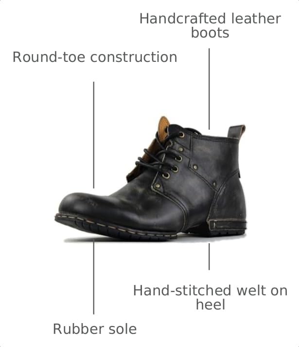 Image of OSSTONE Moto Boots for Men Fashion lace-up Leather Chukka Boots Casual Shoes OS-6015-2-retro-brown-US-R