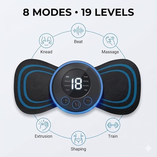 Image of Drumstone (𝐒𝐏𝐄𝐂𝐈𝐀𝐋 𝟏𝟓 𝐘𝐄𝐀𝐑𝐒 𝐖𝐀𝐑𝐑𝐀𝐍𝐓𝐘) Wireless EMS Body Massager Mini Butterfly | 8 Modes 19 Intensity Levels | Self-Adhesive Muscle Stimulator for Neck Back Shoulder Legs