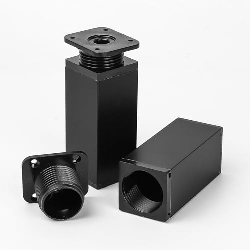 Gaomoeny 4 STK Möbelfüße höhenverstellbar eckig, Schrankfüsse, Schrankbeine, Tischbeine, Möbelbeine, Tischfuß Aluminiumlegierung für DIY Möbel (Schwarz 10CM)