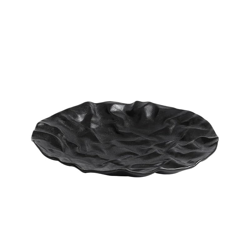 Platos de Camping Plato plano de carne occidental Plato de cena de cerámica en blanco y negro Plato de ensalada de frutas for el hogar Platos de postre for el desayuno Vajilla Plato frío Plato Decorat