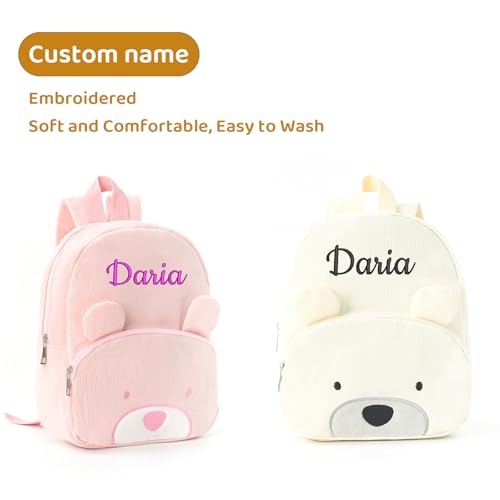 Personalized Backpack Custom Embroidered Name - Soft and Comfortable, Easy to Wash, for Boys Girls Kids Travel Work (Khaki bear)4