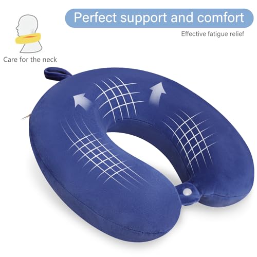 Image of Travel Pillow Neck Pillow for Airplanes Memory Foam Neck Pillow for Traveling, Car, Home, Flight Portable Pillow for Sleeping Provide Head Neck Support Rest