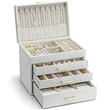 Vlando 大容量 ジュエリーボックス 4段式 引出し 小物入れ アクセサリー収納 ピアス ネックレス 指輪 イヤリング 腕時計 収納 ケース(ホワイト)