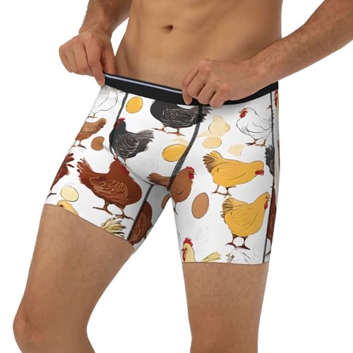 Chicken Pattern Men'S Long Leg Boxer Briefs Moisture Wicking Underwear, Comfort Fit, No Ride Up Daily Wear S-Xxl3