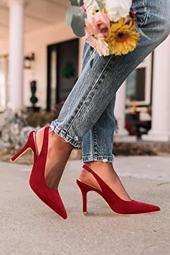 Image of Womens Slingback High Heels Pointed Toe Slip On Dress Shoes | Closed Toe,Stiletto Heels,Women's Pumps,Dressy Casual,Party,Wedding,Prom,Work Shoes,Going Out