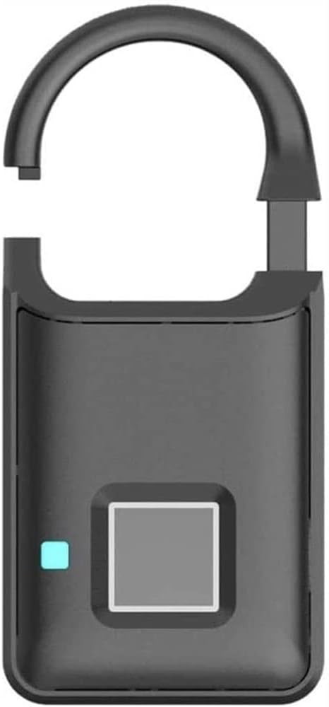 Fingerprint Padlock, USB Rechargeable Smart Padlocks, Portable Keyless Lock for Locker, Backpack, Suitcase, Cabinet(Black)