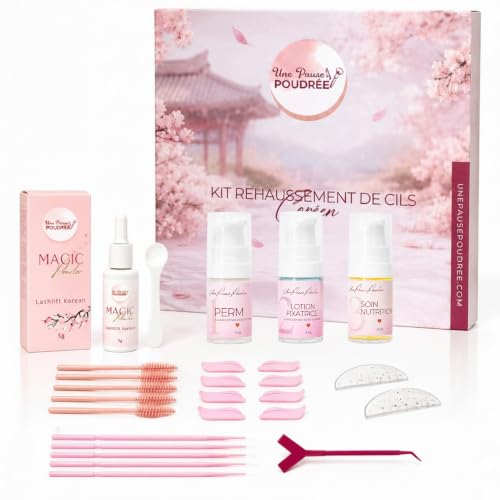 Une Pause Poudrée Kit Rehaussement de Cils Lash Lift Coréen Professionnel | Technique Sans Colle | Résultat Lifté Naturel Brillant & Durable | Formule Nourrissante | 10 à 15 Poses