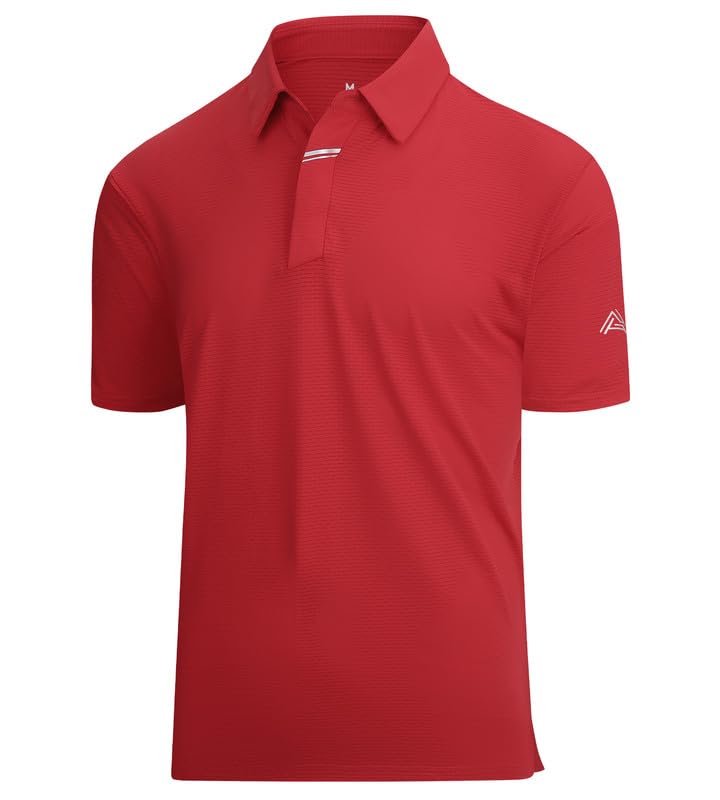 Damipow Golf Shirts for Men Dry Fit Short Sleeve Print Collared Polo Shirt