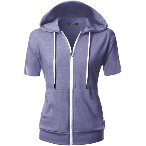 Image of GIVON Basic Lightweight Zip-Up Hoodie Long Sleeve Thin Jacket for Women with Plus Size