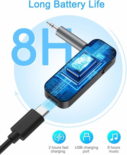 2 in 1 Bluetooth 5.3 Transmitter Receiver, AUX Wireless Bluetooth Audio Adapter for Car, TV, Speaker, Stereo System and Headphones