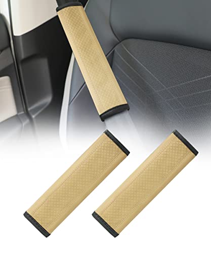 Flaconi Protector Cinturon Coche,Protector Cinturon Coche Niños,Funda Cinturon Coche,Protector Cinturon Coche Adulto,Cubre Cinturones Coche,Almohadillas Cinturon Coche para Automóviles,SUV,RV(Beige)