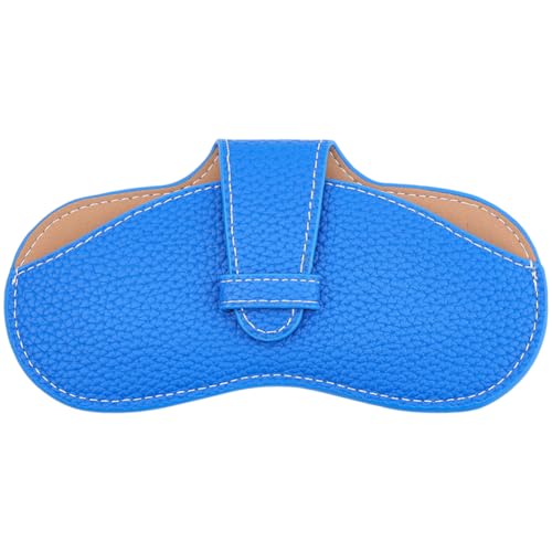 Image of CREATCABIN Leather Sunglasses Case Slim Glasses Case Bag Soft Portable Eyeglasses Holder Pouch Cover Travel Lightweight with Cleaning Cloth Gift for Women Men Holiday Vacation 6.9x3.4 Inch Dark Blue