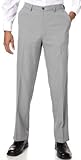Haggar Men's Cool 18 Expandable Waist Straight Fit Plain Front  Check Pant