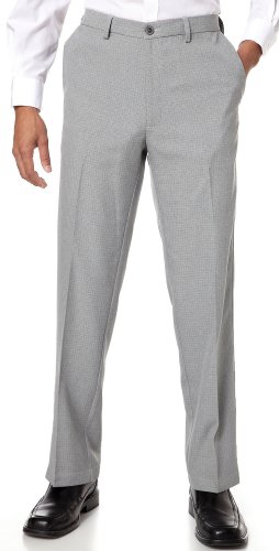 Haggar Men's Cool 18 Expandable Waist Straight Fit Plain Front Check Pant