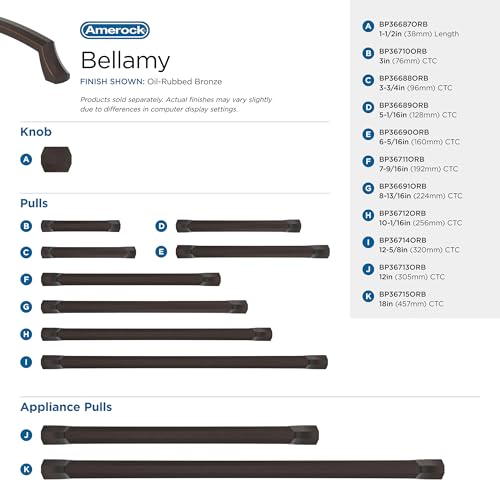 Amerock Bellamy 5-1/16 inch (128mm) Center-to-Center Oil-Rubbed Bronze Cabinet Pull, BP36689ORB by Amerock - Image 3