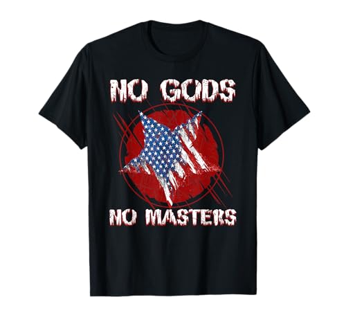 Imagen de No Gods No Masters Anarquista Voluntario Ateo Agorismo Camiseta