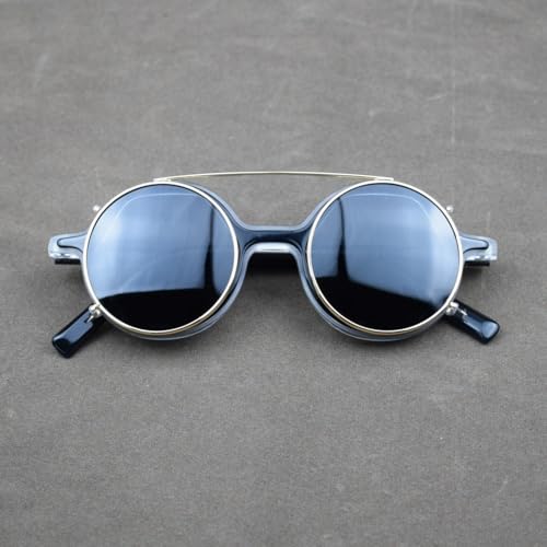 Retro Round Acetate Eyeglasses Frames Polarized Clips On Sunglasses Unisex for Men Womens3