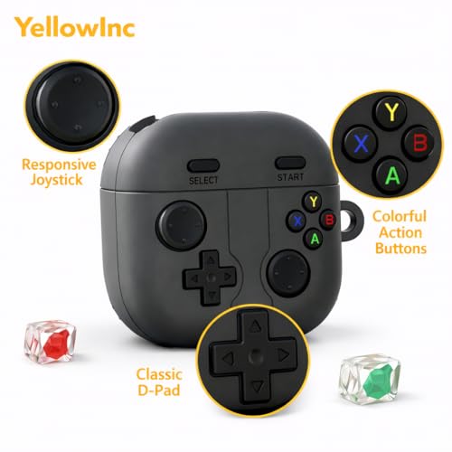 Image of Retro Game Console Case Cover for Samsung Galaxy Buds 4 and 4 Pro with Carabiner (White, Game Console)