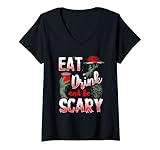 Photo Gallery donna eat drink and be scary divertente halloween zombie t-shirt maglietta con collo a v Photo Gallery donna eat drink and be scary divertente halloween zombie t-shirt maglietta con collo a v