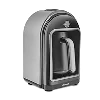 KARACA Hatır Turkısh Coffee Maker, 5 Cups Electric Turkish Coffee Machine with Ember Mode, Automatic Temperature Control, Overflow Protection, Audible & Visual Alerts, Shiny Black (Galaxy Grey)