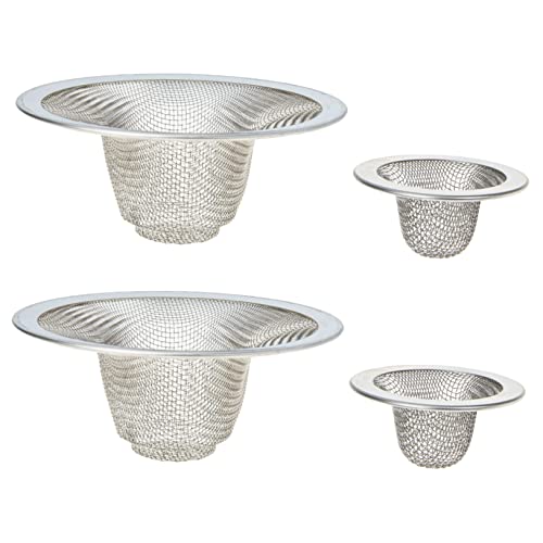 HOMSFOU 1 Juego Colador De Bañera Colador De Drenaje del Fregadero Filtro De Lavabo Herramienta De Drenaje De Bañera Multifuncional Atrapar Hundir Barrena Acero Inoxidable Silver 4 Piezas