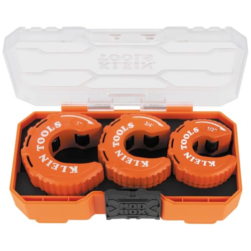 Klein Tools 50048 C-Style Copper Tubing Cutter Set with 1/2, 3/4, and 1-Inch Cutters, MODbox Case, Ultra-Compact for Tight Spaces, 3-Piece by KLEIN TOOLS - Used condition - CA$48.47